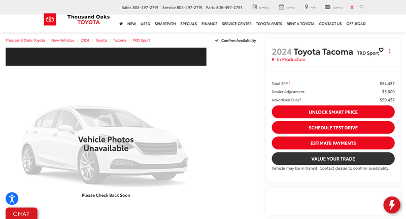 Screenshot: Thousand Oaks Toyota