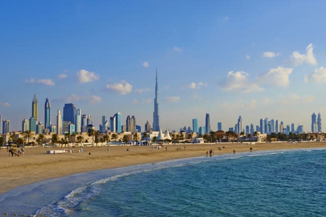 Dubai, Jumeirah beach and cityscape