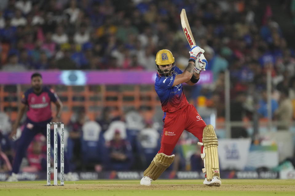 Royal Challengers Bengaluru's Virat Kohli bats during the Indian Premier League eliminator cricket match between Royal Challengers Bengaluru and Rajasthan Royals in Ahmedabad, India, Wednesday, May 22, 2024. (AP Photo/Ajit Solanki)