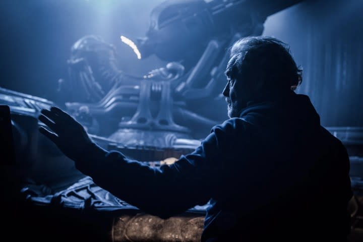 Ridley Scott on the set of Alien: Covenant.