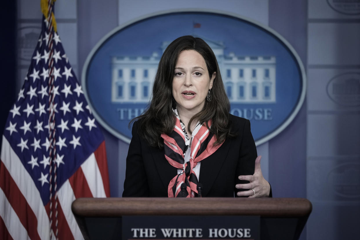 Deputy National Security Advisor for Cyber and Emerging Technology Anne Neuberger  speaks about the Colonial Pipeline cyber attack during the daily press briefing at the White House on May 10, 2021 in Washington, DC. (Drew Angerer/Getty Images)