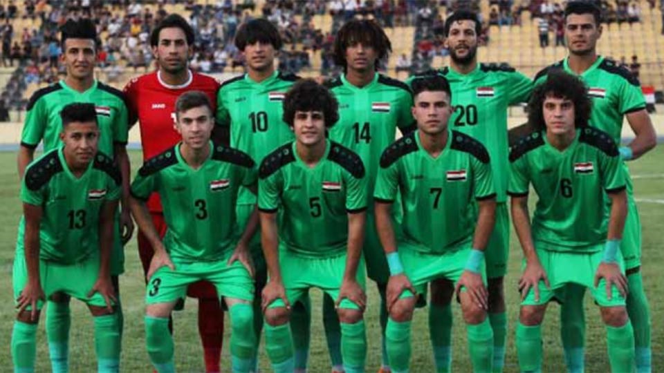 Members of the under-16 Iraq team line up ahead of a game. Pic: Twitter