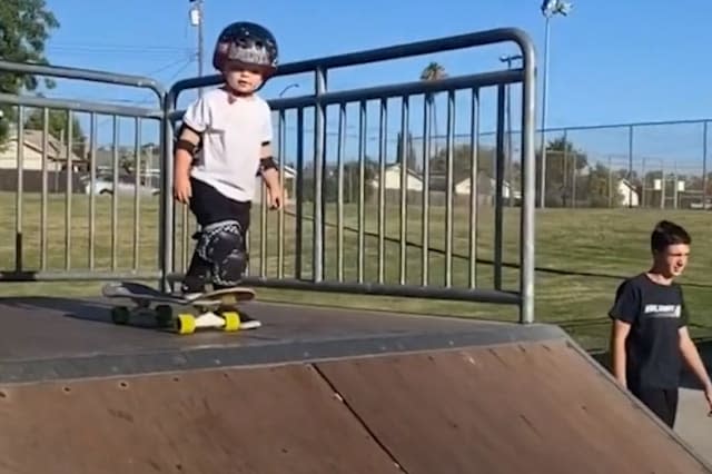 Toddler dubbed 'Tiny Hawk' goes viral for skateboarding skills