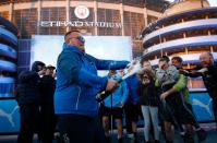 Premier League - Manchester City fans celebrate winning the Premier League