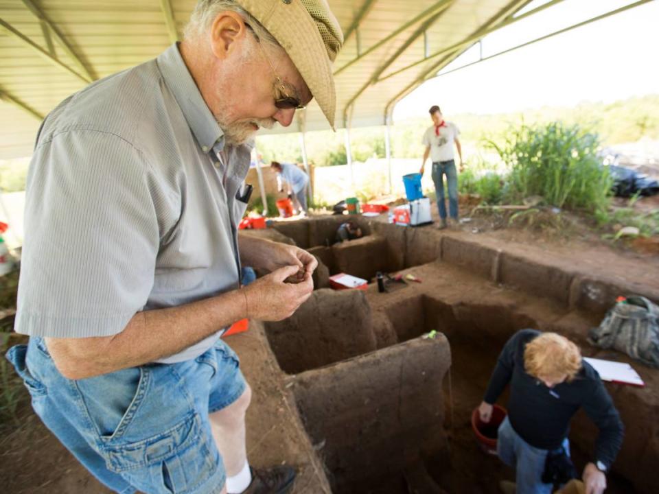 A Wichita State news release said archaeologist Don Blakeslee is “rewriting the history of where the beating heart of” the country was, in part with the excavation work he’s doing in and near Arkansas City.