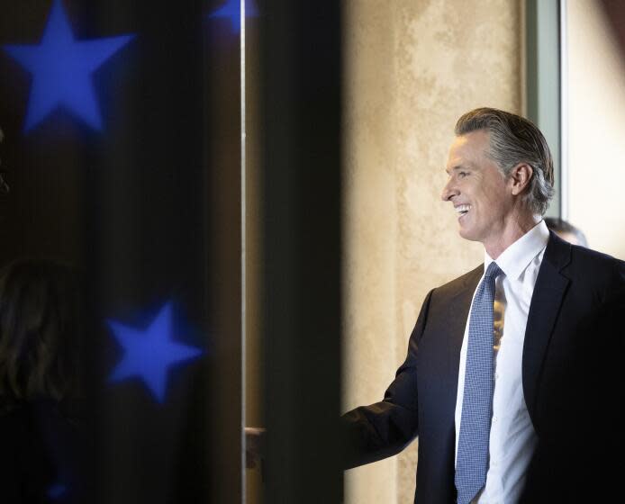 SIMI VALLEY, CA - SEPTEMBER 27: California Gov. Gavin Newsom arrives for interviews at the second GOP debate at the Ronald Reagan Presidential Library in Simi Valley, CA on Wednesday, Sept. 27, 2023. (Myung J. Chun / Los Angeles Times)