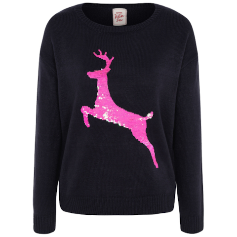 George at Asda Navy Swipe Stag Sequin Christmas Jumper - Credit: George at Asda