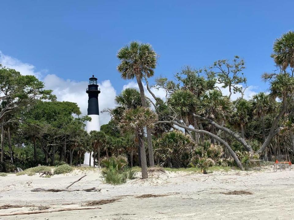 Hunting Island State Park’s lighthouse seen from north beach in summer 2019.