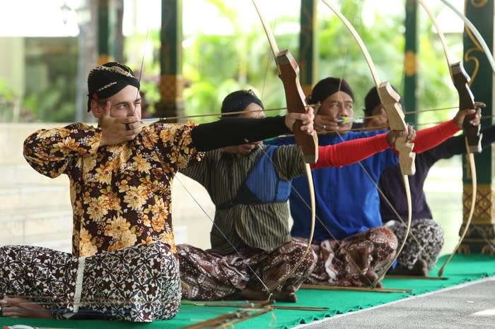 Jemparingan: Traditional royalty activity such as this ancient Javanese archery art called Jemparingan is also provided by Royal Ambarrukmo. (