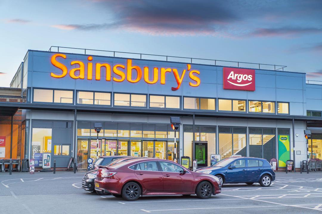 Front store view of a Sainsbury's supermarket shop in the UK