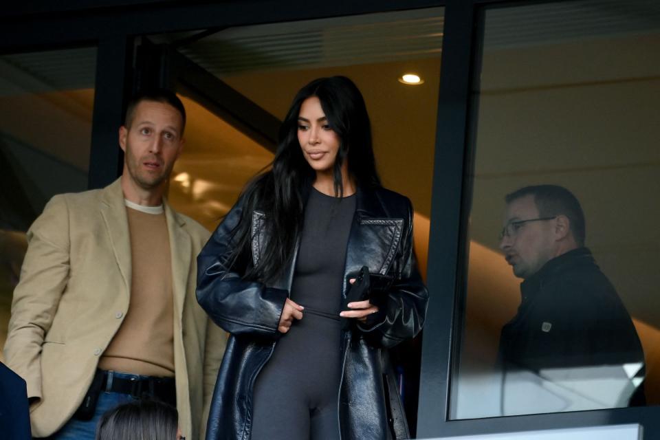 Kim Kardashian attends the a football match between Paris Saint-Germain and Stade Rennais FC in Paris in March.