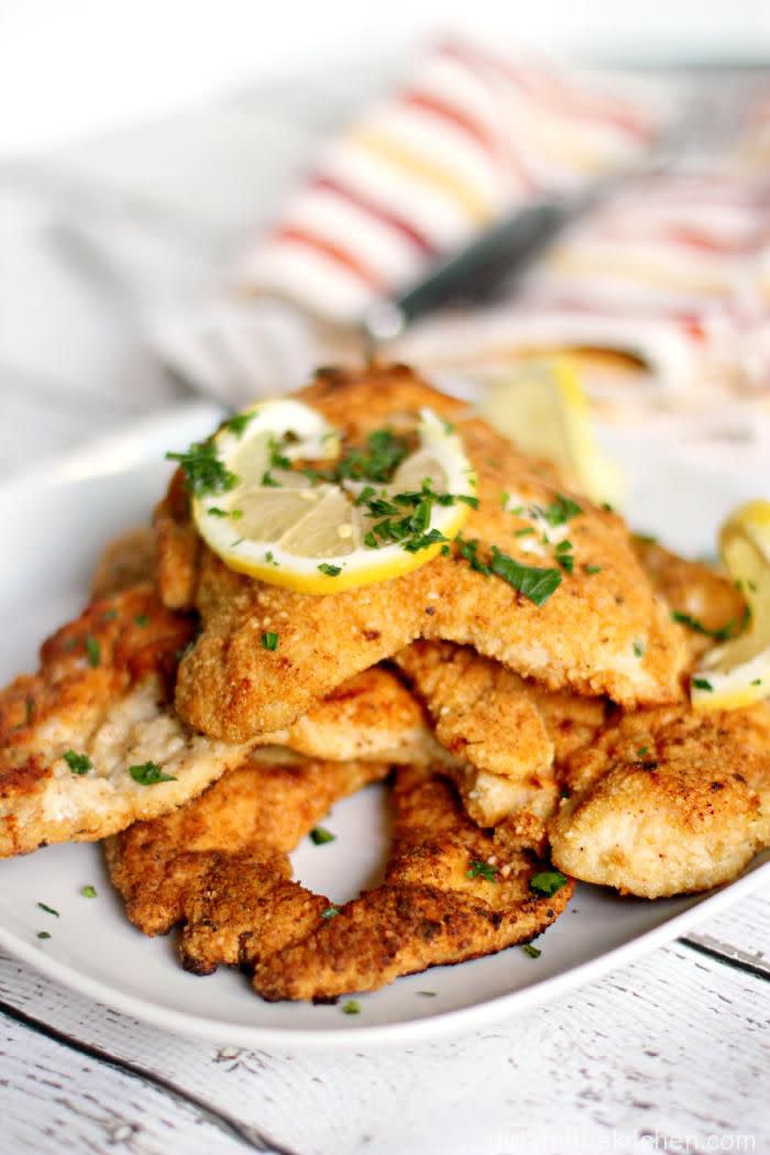 Matzo Breaded Chicken Breast with Lemon