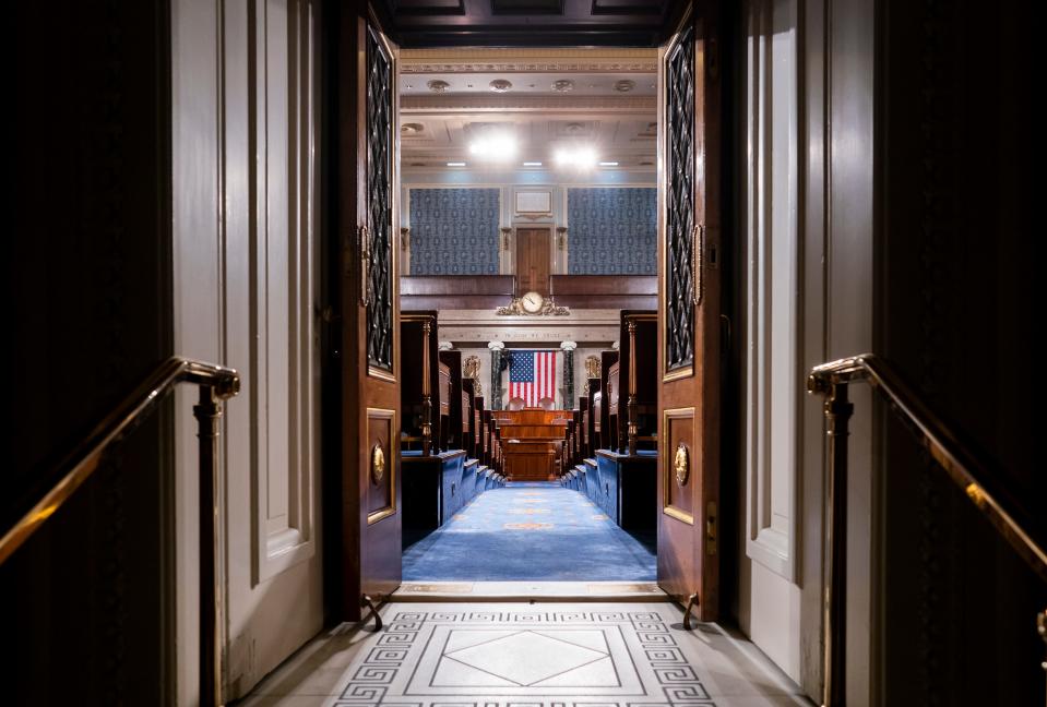 The chamber of the House of Representatives is seen at the Capitol in Washington on Feb. 3, 2021.