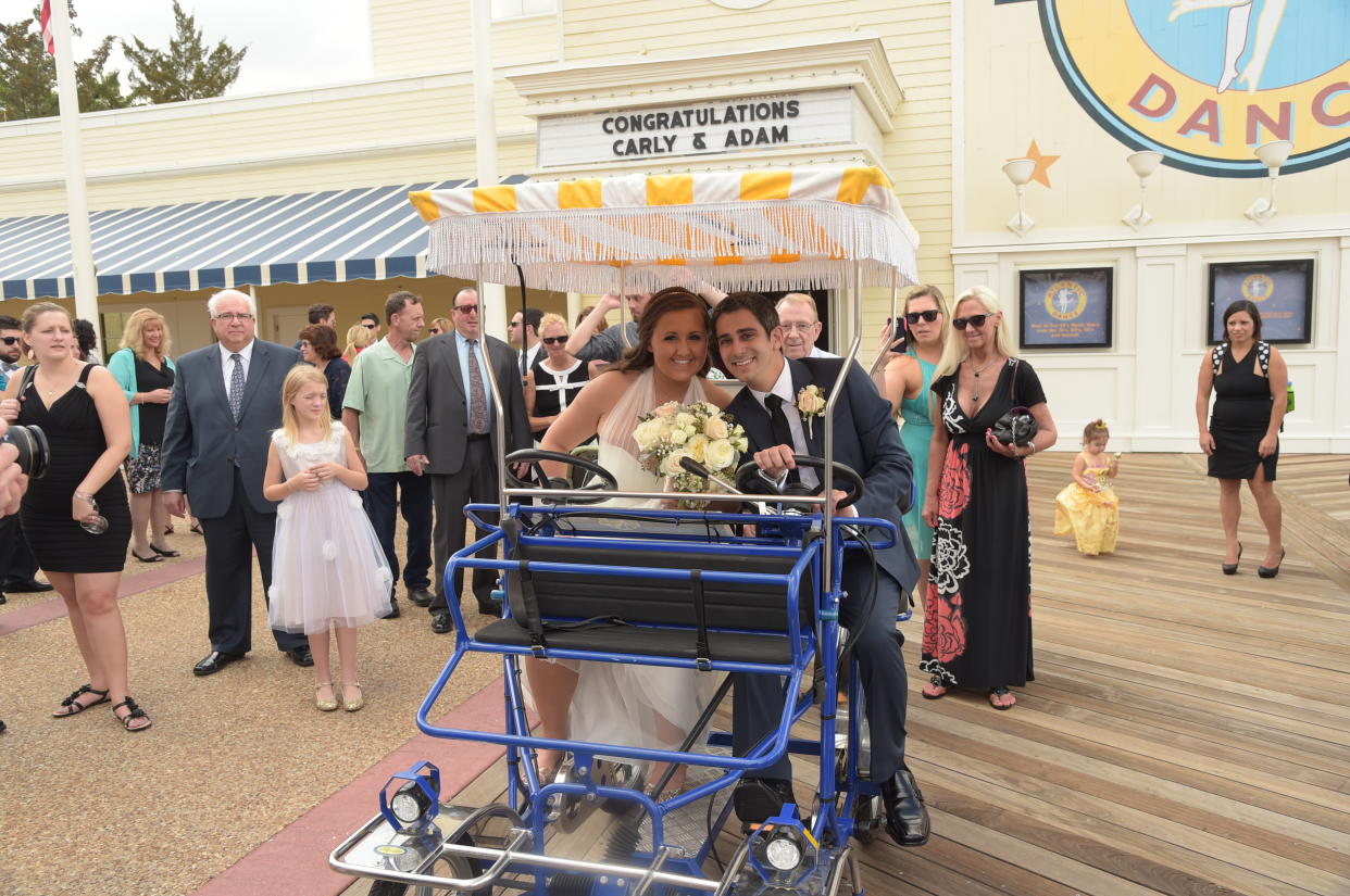 Aboard our wedding day surrey before entering our reception at Atlantic Dance Hall. (Photo: Rick Diamond)