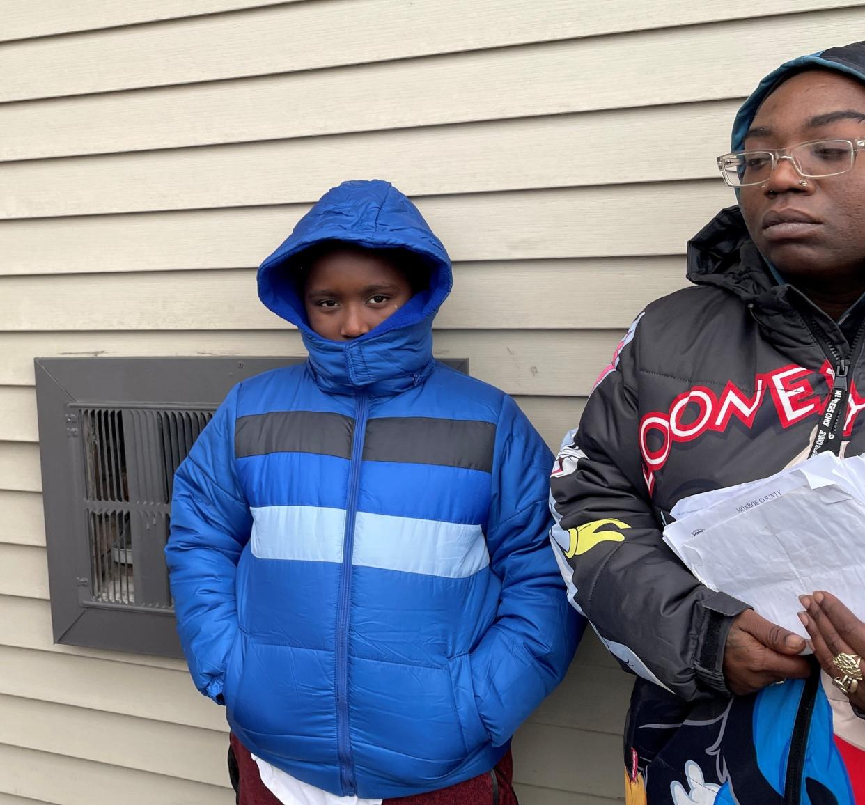 Ashley Williams (right) and her son, Sir Jones-Williams, 9. Williams and her three children are being removed from Monroe County's emergency housing support program.