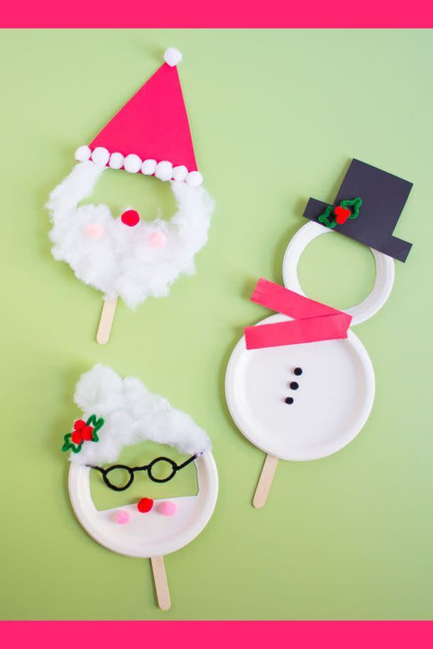 <p>You can make these cute masks out of paper plates for a <a href="https://www.goodhousekeeping.com/holidays/christmas-ideas/g34112389/christmas-crafts-for-kids/" rel="nofollow noopener" target="_blank" data-ylk="slk:fun Christmas craft;elm:context_link;itc:0;sec:content-canvas" class="link ">fun Christmas craft</a>. And when you're done, you can use them to take photo booth-style pictures to commemorate the holiday. </p><p><em><a href="https://designimprovised.com/2018/12/kids-week-paper-plate-christmas-masks.html" rel="nofollow noopener" target="_blank" data-ylk="slk:Get the tutorial at Design Improvised »;elm:context_link;itc:0;sec:content-canvas" class="link ">Get the tutorial at Design Improvised »</a></em></p>