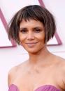 <p>Halle Berry debuted a dramatic hair transformation on the red carpet with a micro fringe and perfectly angled bob. </p>