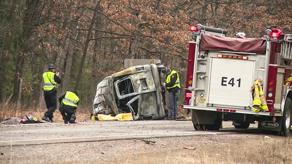 Authorities are on scene of a fatal crash on South Highway 95 by County Highway J in the Town of Dewhurst, Wisc., on March 8, 2024. (WEAU)