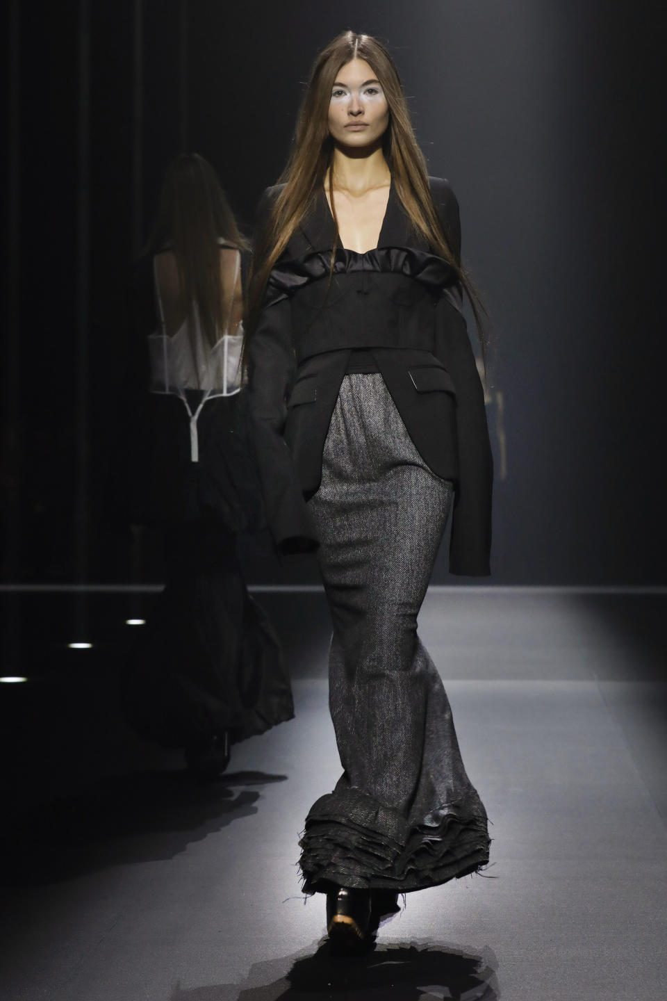 The Vera Wang collection is modeled during Fashion Week, in New York, Tuesday, Sept. 10, 2019. (AP Photo/Richard Drew)