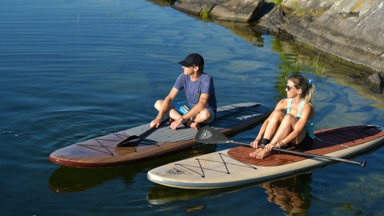 I recommend paddling with others, but keep some distance between you to avoid crashing and falling in.