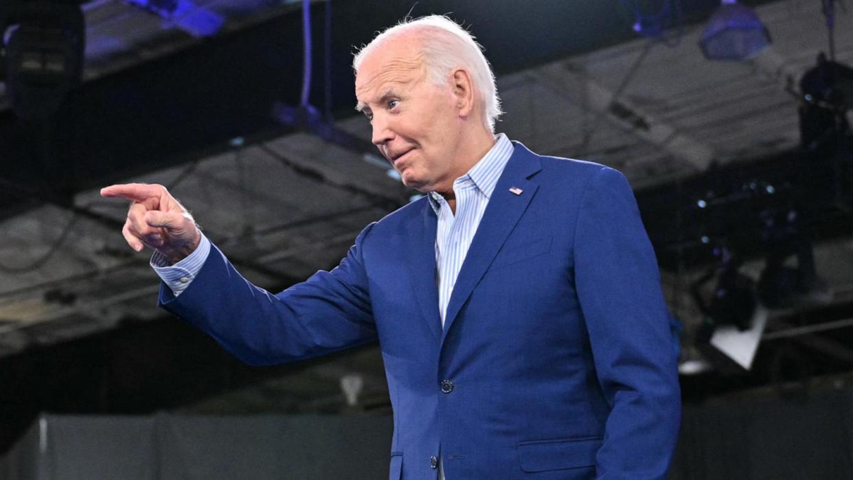 PHOTO: President Joe Biden holds a post-debate rally in Raleigh, North Carolina, June 28, 2024.  (Mandel Ngan/AFP via Getty Images)