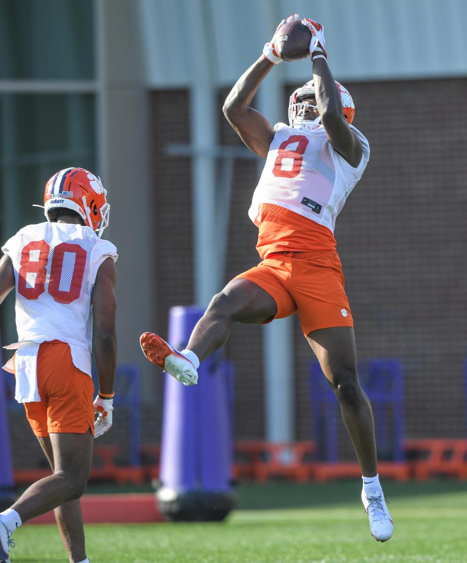 Clemson wide receiver Adam Randall makes a catch during spring practice.