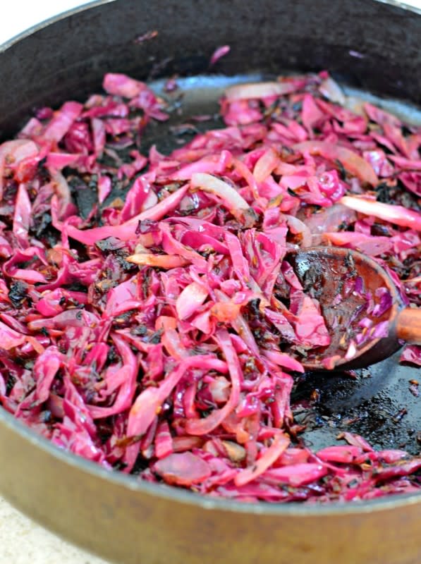 <p>Good German food starts with red cabbage. <a href="http://www.westoftheloop.com/2014/10/09/oktoberfest-sweet-sour-red-cabbage/" rel="nofollow noopener" target="_blank" data-ylk="slk:See the recipe;elm:context_link;itc:0;sec:content-canvas" class="link rapid-noclick-resp">See the recipe</a>. </p>