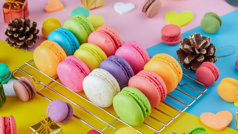 colorful macarons display