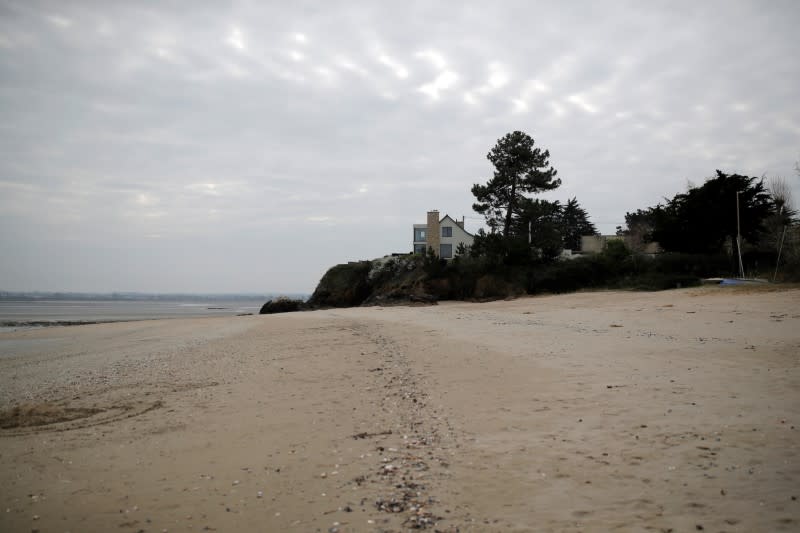 A view shows a beach in Saint-Jacut-de-la-Mer in Brittany