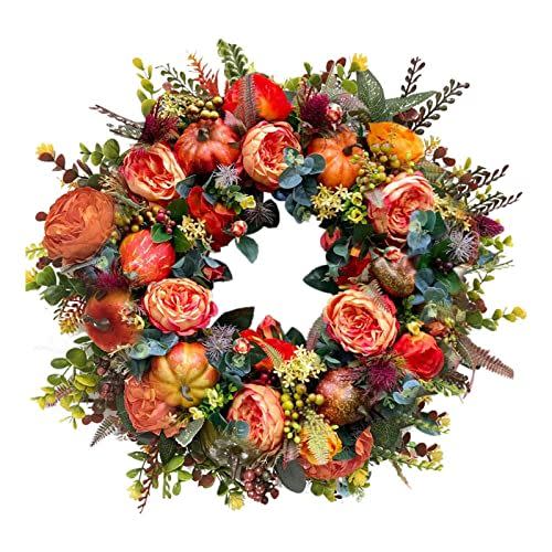 3) Fall Peony and Pumpkin Wreath