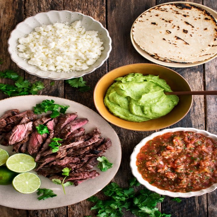 Ingredients for steak tacos.