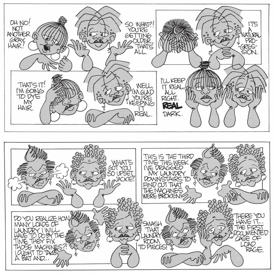 "Where I'm Coming From" by Barbara Brandon-Croft highlights the everyday struggles of African American women. Brandon-Croft is known as the first Black woman cartoonist to be nationally syndicated.