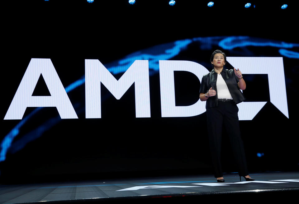 Lisa su, présidente et directrice générale d'AMD, prononce un discours lors du ces 2019 à Las Vegas, Nevada, États-Unis, le 9 janvier 2019. REUTERS/Steve Markus