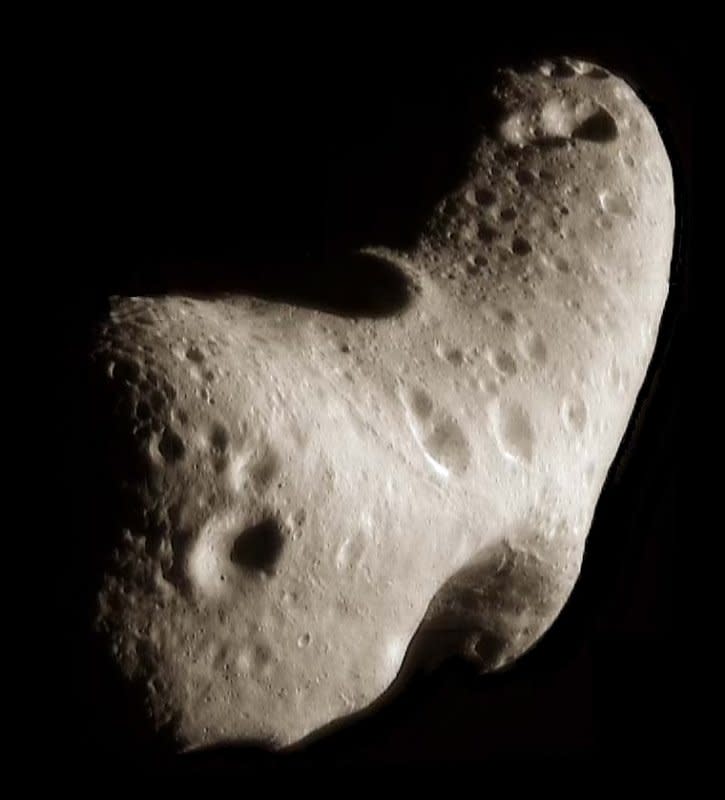 On February 12, 2001, a NASA spacecraft landed on the asteroid Eros. File Photo courtesy of NASA
