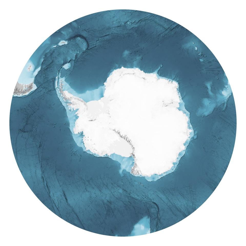 A picture of the Southern Ocean seafloor shows the relief of formations deep underwater.