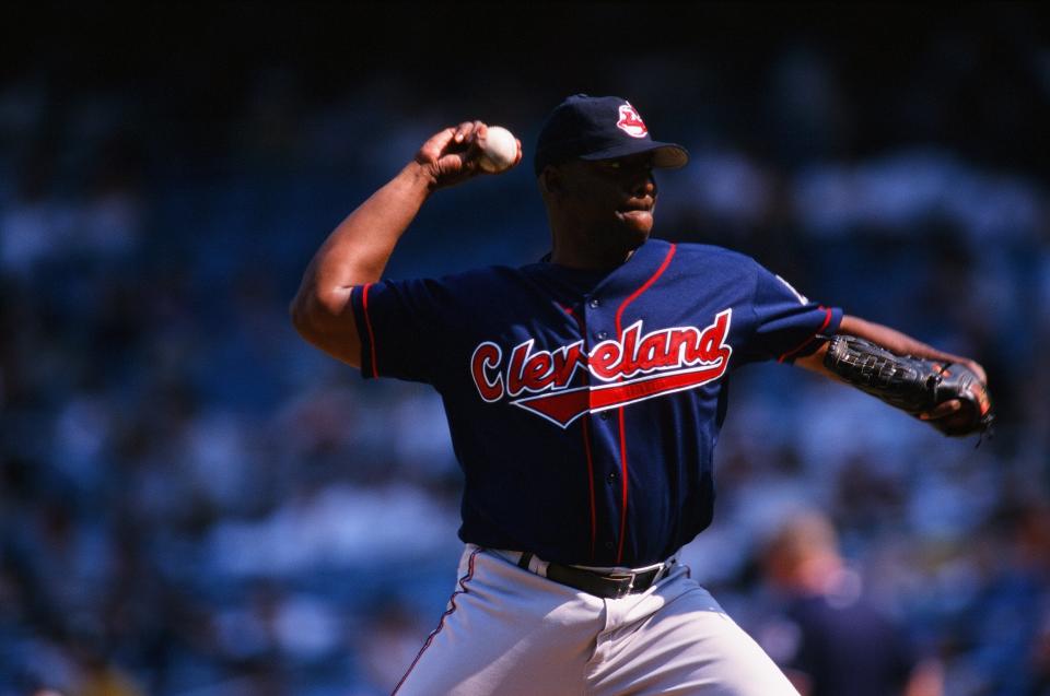 NEW YORK, NY - MAY 31: Michael Jackson of the Cleveland Indians pitches against the New York Yankees at Yankee Stadium on May 31, 1999 in the Bronx borough of New York City. (Photo by Sporting News via Getty Images via Getty Images)  