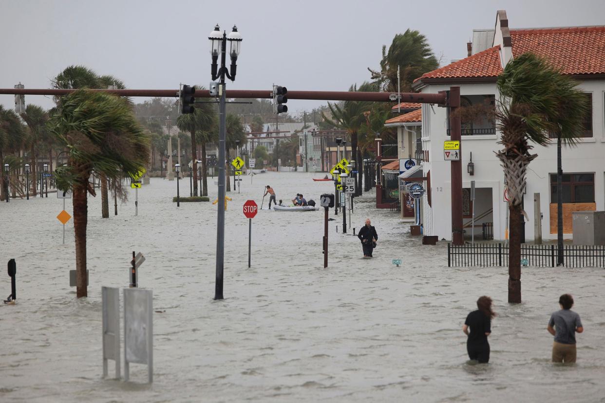 A flooded Florida A1A is shown in downtown St. Augustine on Nov. 10 during Tropical Storm Nicole. The St. Johns River has been impacted by recent Hurricanes Irma, Ian and Nicole.