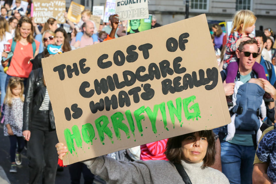 Stock picture of the March of the Mummies protest on childcare in October 2022. (Getty Images)