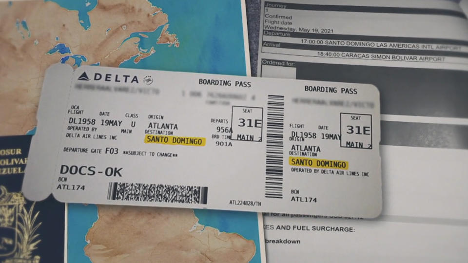 The boarding pass of a deportee to the Dominican Republic and a later flight to Venezuela. (Roberto Mardini)