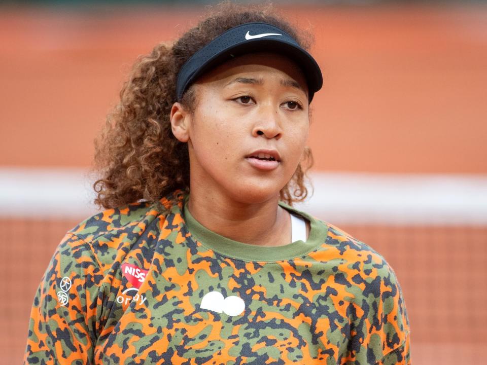 Naomi Osaka during a practice round at the 2021 French Open