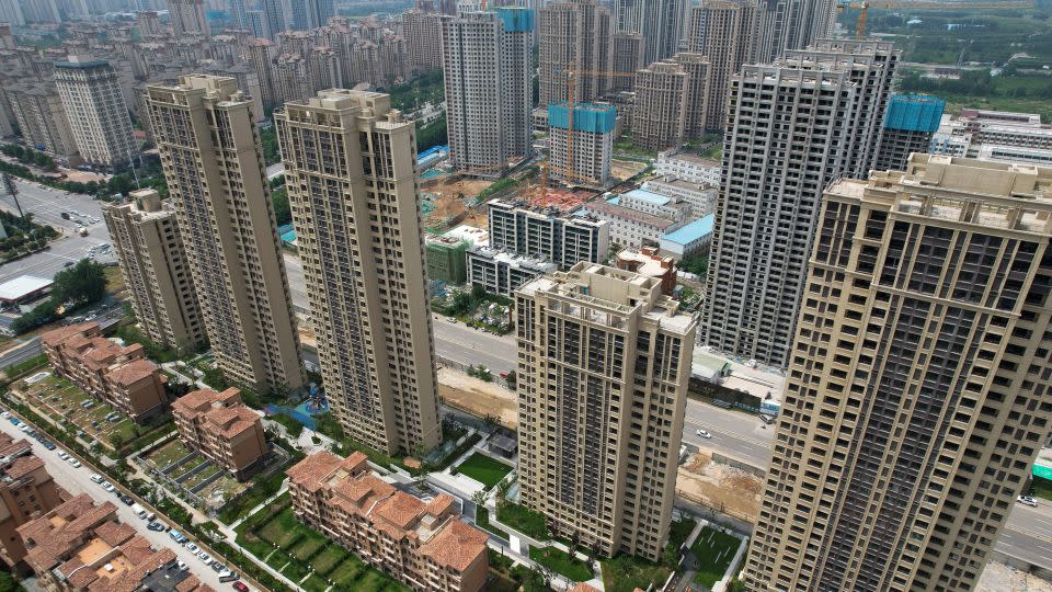 An unfinished apartment complex in China's central Henan province is one of many projects across the country left incomplete by developers amid a property sector crisis. - Pedro Pardo/AFP/Getty Images