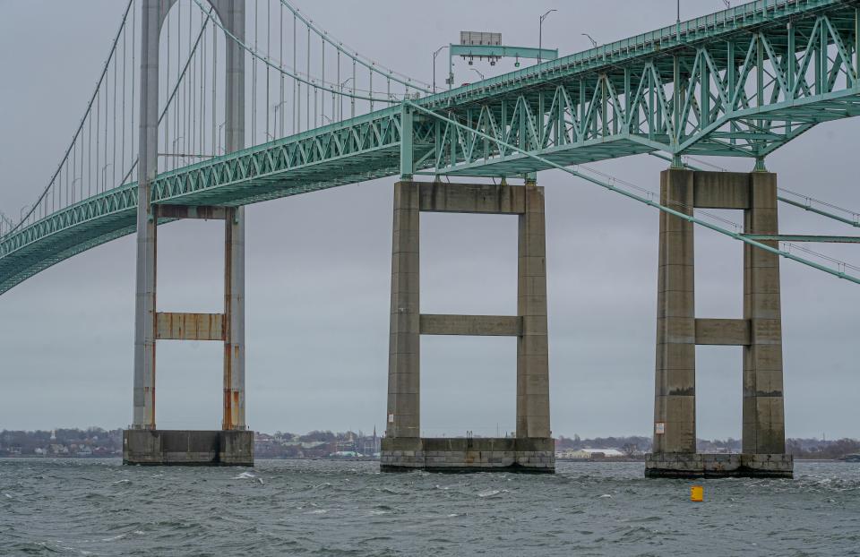 The Claiborne Pell Bridge, connecting Jamestown and Newport.