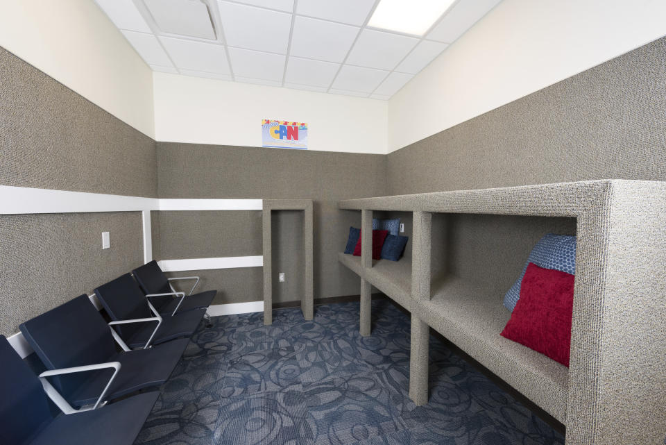 This undated photo shows the Myrtle Beach Airport Quiet Room in South Carolina. The area is designed for use as a calm space for travelers on the autism spectrum, especially children flying with their families who can benefit from a quiet space away from the usual hustle and bustle of most airports. It's one of several quiet rooms at airports in the U.S. and overseas. (Myrtle Beach Area Chamber of Commerce via AP)