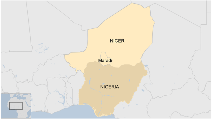 Map showing Niger, Nigeria and Maradi