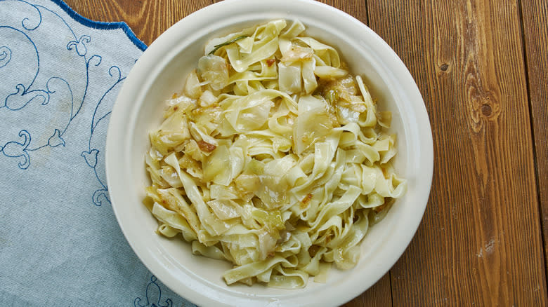 Shredded cabbage with noodles