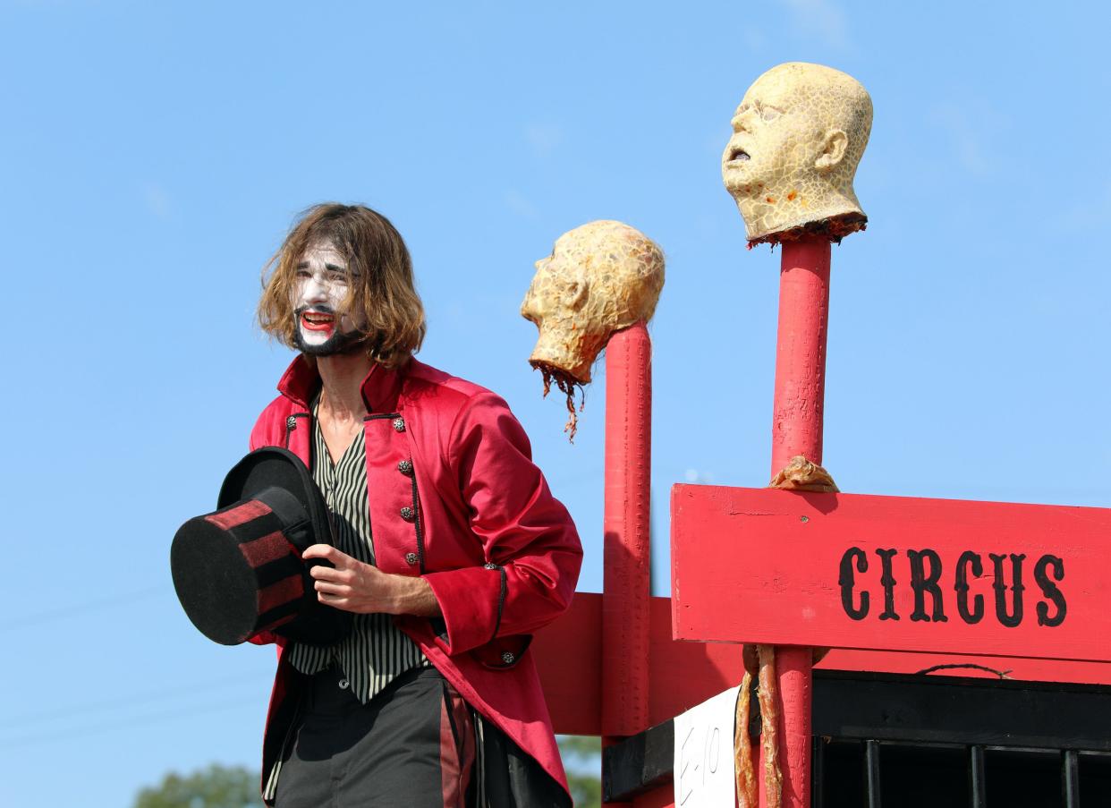 The Ringleader from the Circus of Freaks rolls by during the mile-long journey for the Beaverdale Fall Festival Parade in September.
