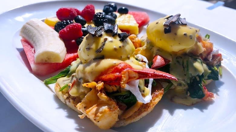 Lobster Benedict meal