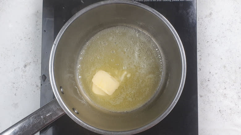 Butter melting in pan