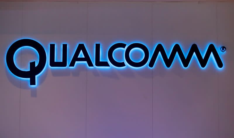 Qualcomm's logo is seen during Mobile World Congress in Barcelona