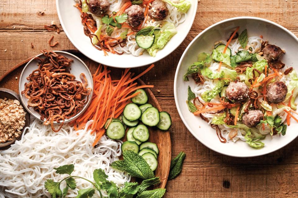 Vermicelli Noodles with Lemongrass Pork Meatballs